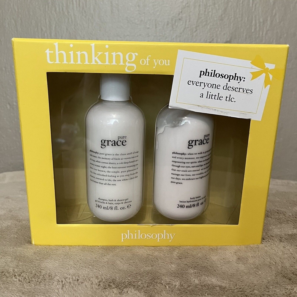 Philosophy Thinking Of You Pure Grace Lotion And Shower Gel Set 8 oz each NEW